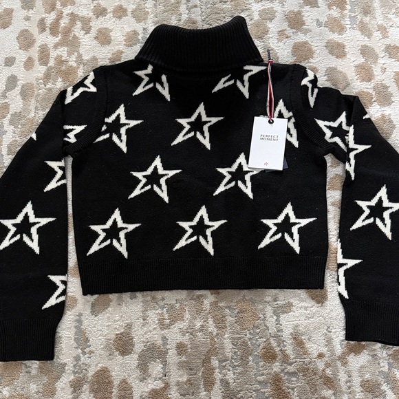 Perfect Moment Sweaters - Perfect Moment Black and White Star Turtleneck Sweater